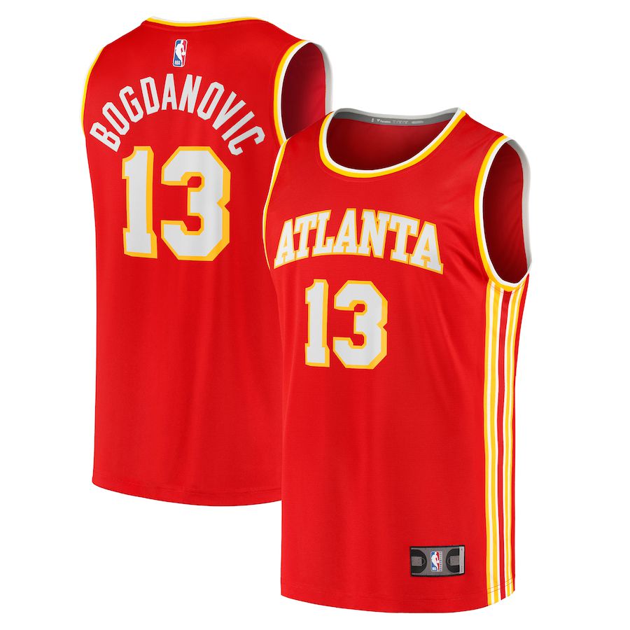 Men Atlanta Hawks 13 Bogdan Bogdanovic Fanatics Branded Red Icon Edition 2021-22 Fast Break Replica NBA Jersey